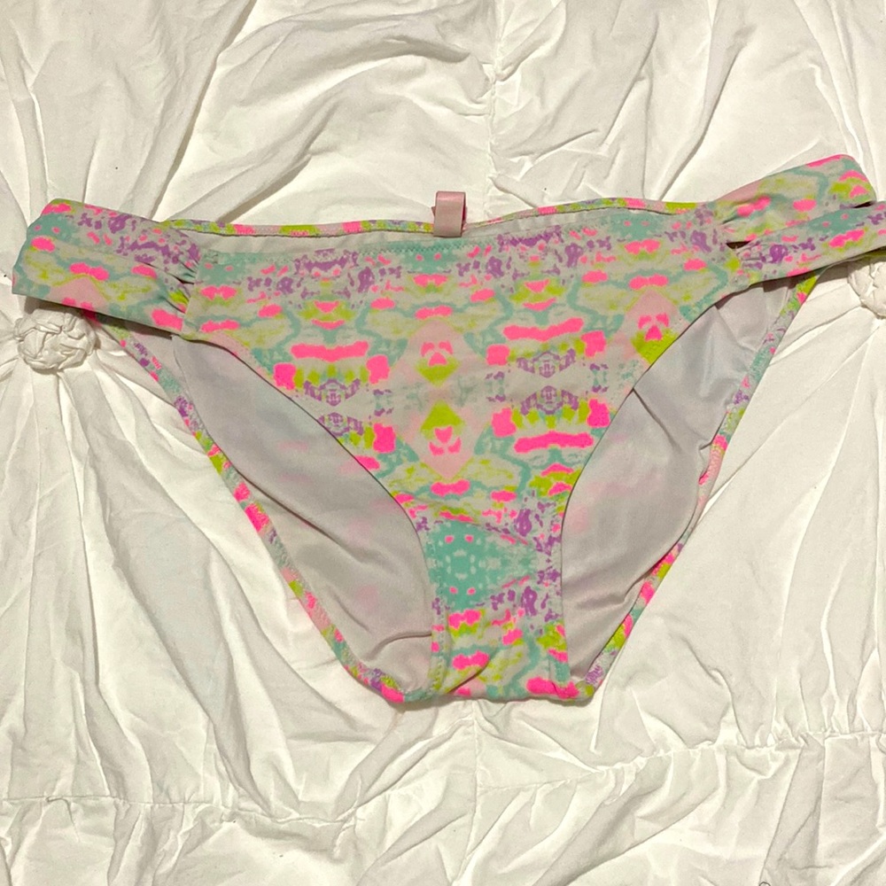 Neon tie dye looking bathing suit bottoms